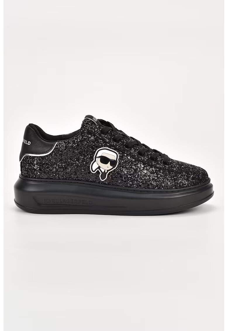 Karl Lagerfeld Pantofi sport cu garnituri de piele - Negru stins/Argintiu