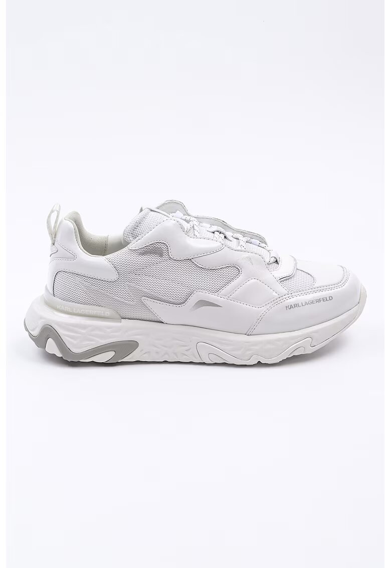 Karl Lagerfeld Pantofi sport cu garnituri din piele - Alb/Argintiu