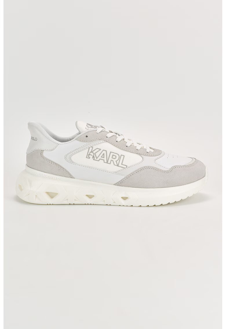Karl Lagerfeld Pantofi sport cu insertii de piele intoarsa - Alb/Gri deschis