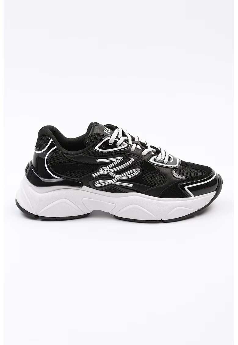 Karl Lagerfeld Pantofi sport cu insertii din piele - Alb/Negru