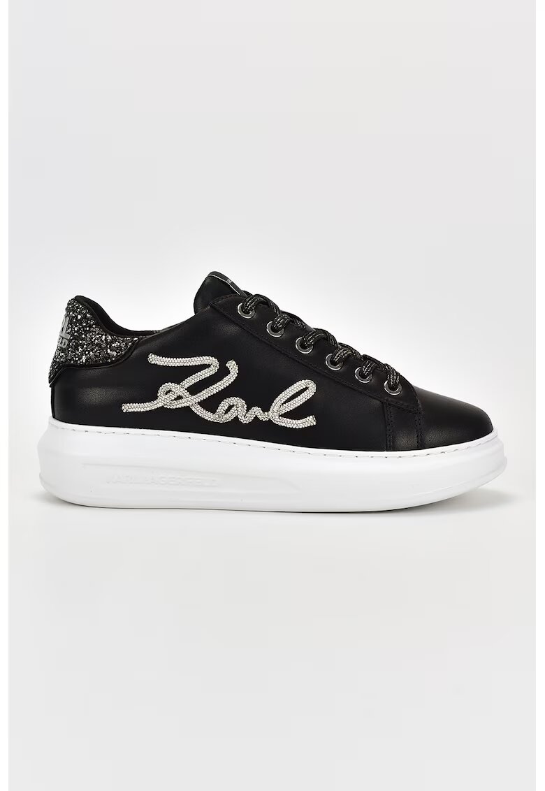 Karl Lagerfeld Pantofi sport cu talpa wedge de piele si detalii stralucitoare Kapri - Negru