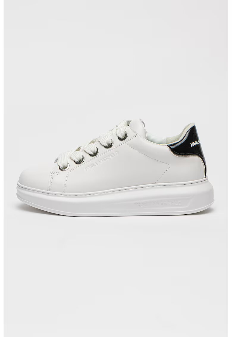 Karl Lagerfeld Pantofi sport de piele accesoriu pantof sport mini - Negru stins/Alb optic