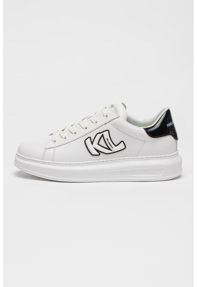 Karl Lagerfeld Pantofi sport de piele cu detalii din material sintetic - Negru stins/Alb murdar