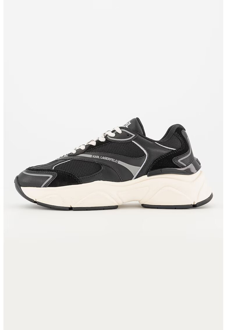 Karl Lagerfeld Pantofi sport de piele cu garnituri din material textil - Negru/Gri