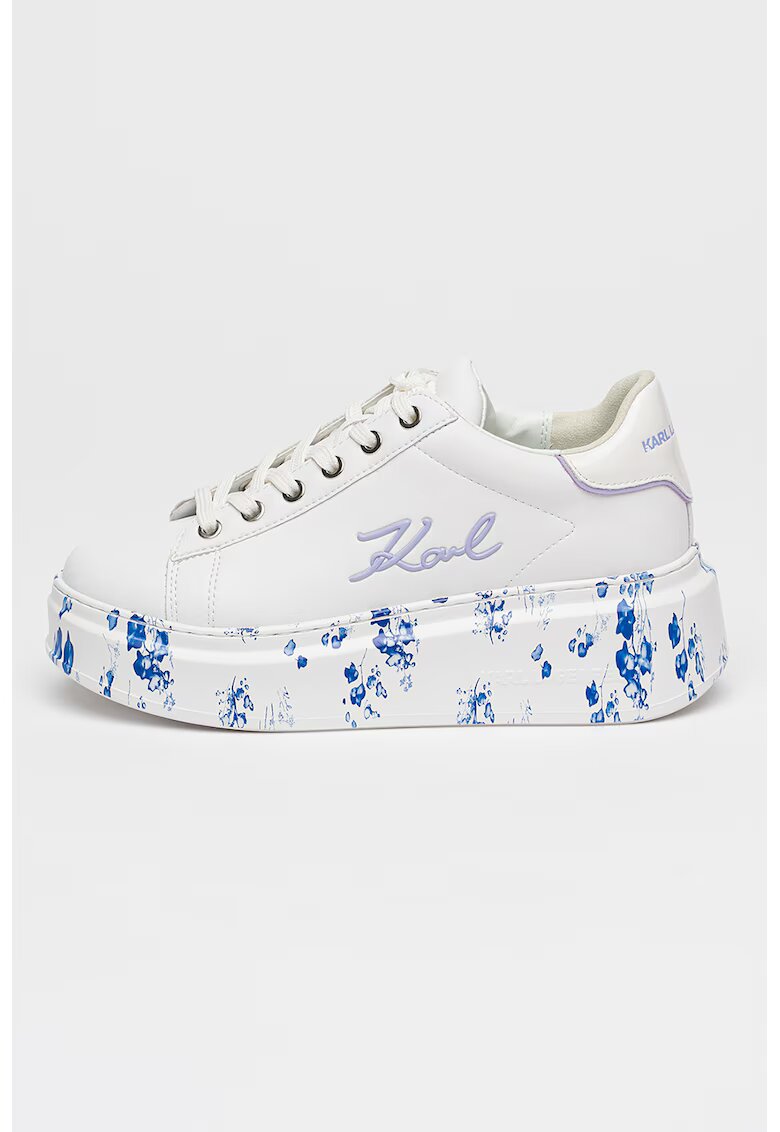 Karl Lagerfeld Pantofi sport de piele cu imprimeu floral - Alb/Lila