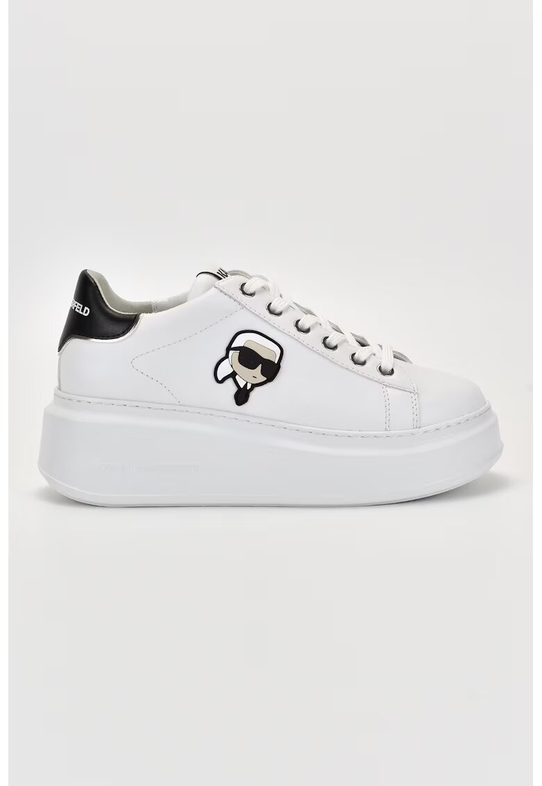 Karl Lagerfeld Pantofi sport de piele cu logo - Alb