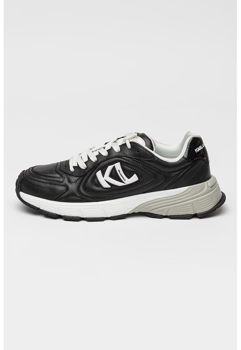 Karl Lagerfeld Pantofi sport de piele cu logo - Alb/Negru