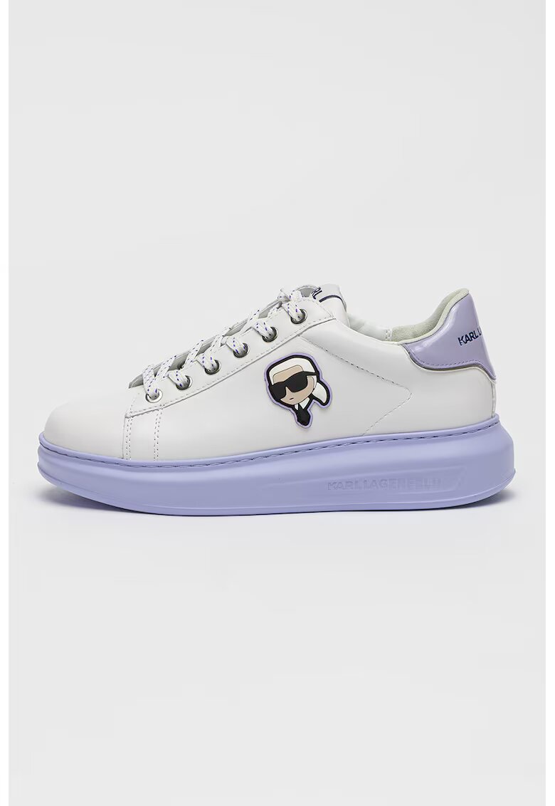Karl Lagerfeld Pantofi sport de piele cu logo - Lila/Alb murdar/Argintiu