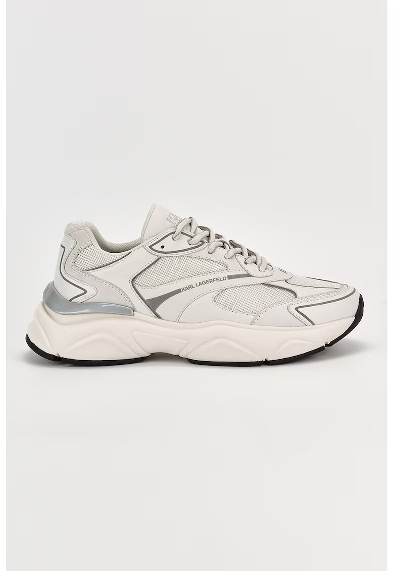 Karl Lagerfeld Pantofi sport de piele si plasa - Alb