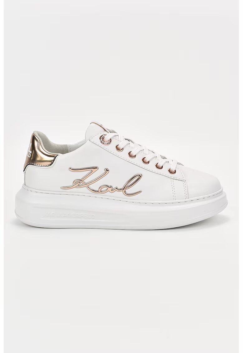 Karl Lagerfeld Pantofi sport din piele cu aplicatie logo metalica - Alb