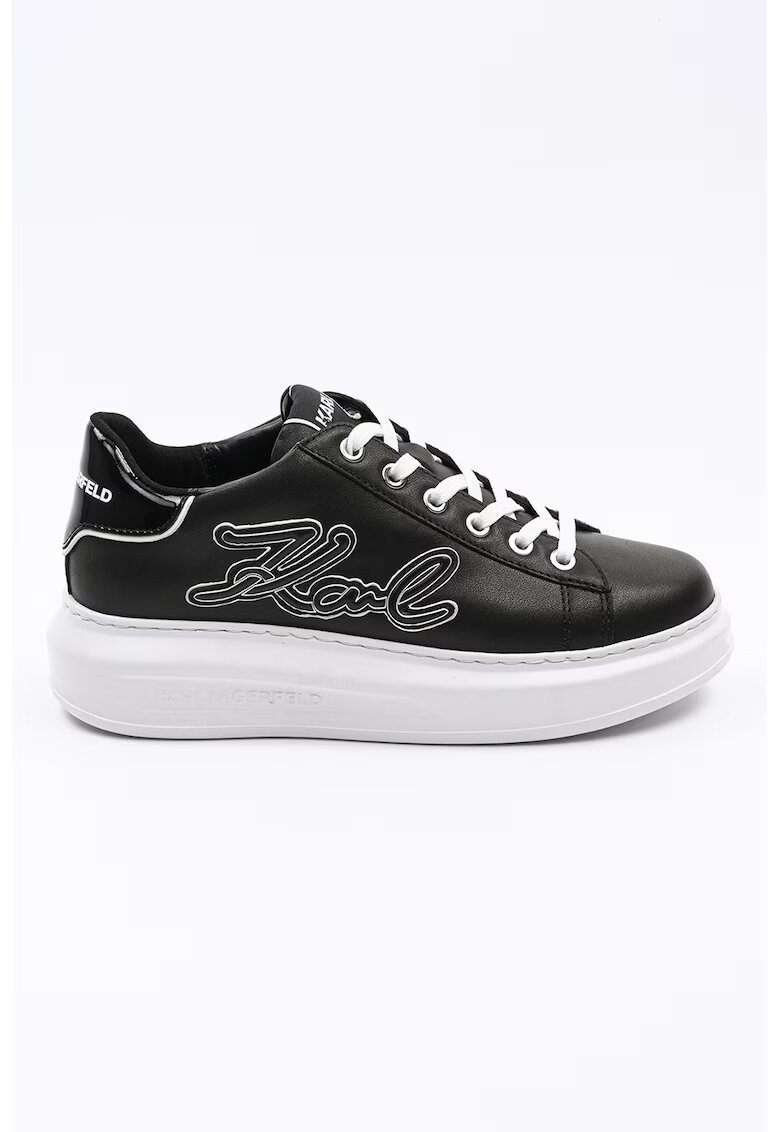 Karl Lagerfeld Pantofi sport din piele cu imprimeu logo - Alb/Negru