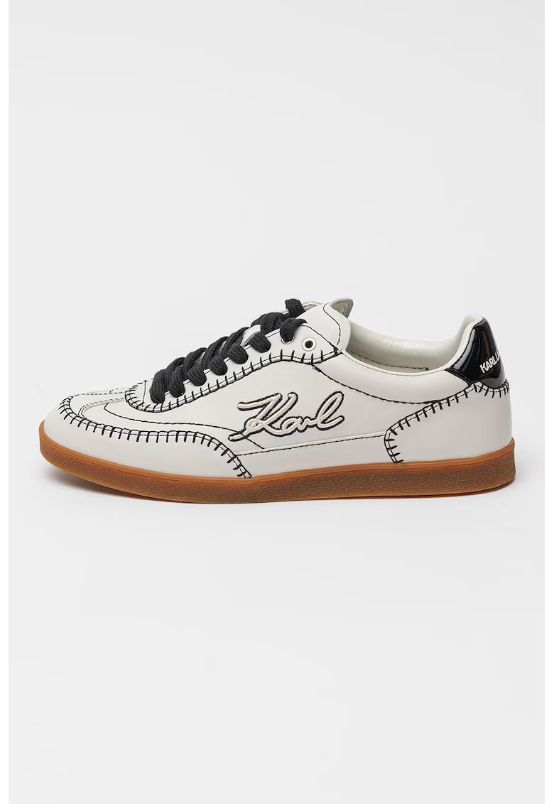 Karl Lagerfeld Pantofi sport din piele cu logo brodat Kandidate - Negru/Alb murdar