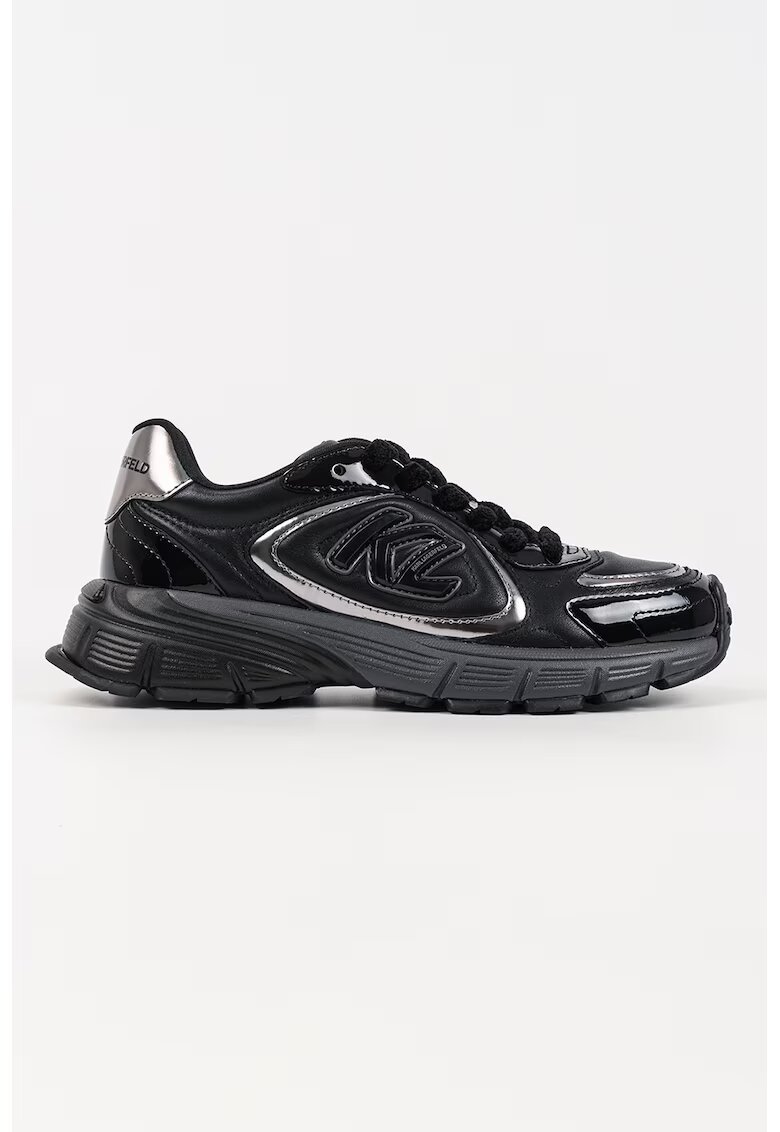 Karl Lagerfeld Pantofi sport din piele cu logo - Negru/Argintiu