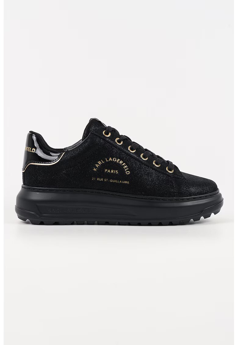 Karl Lagerfeld Pantofi sport din piele intoarsa cu logo - Auriu/Negru