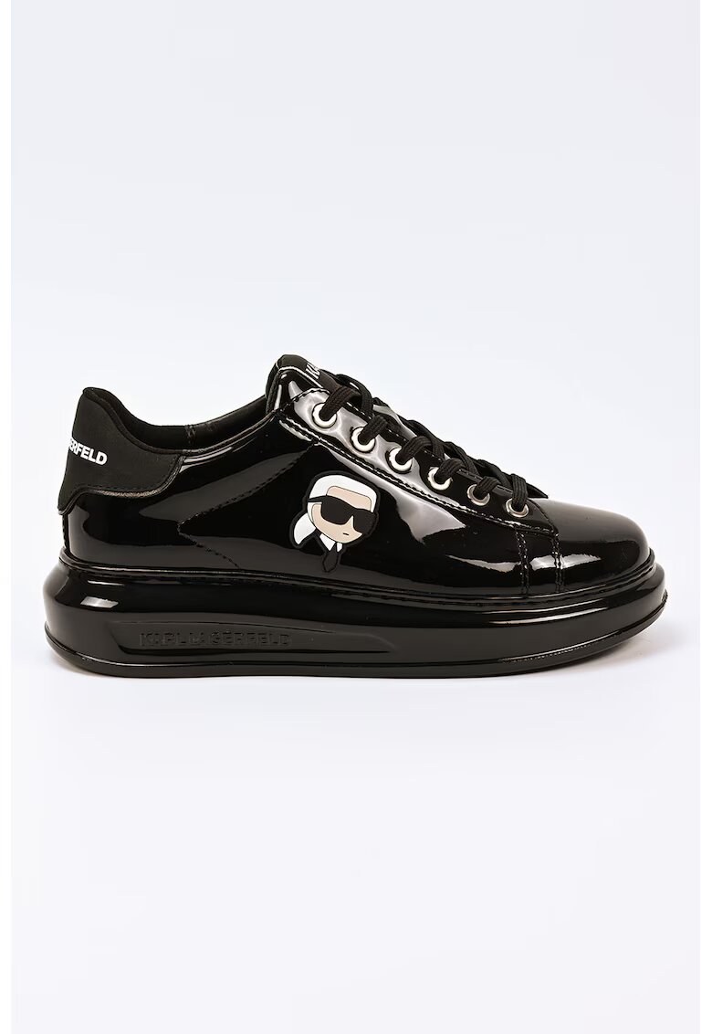 Karl Lagerfeld Pantofi sport din piele lacuita cu logo - Negru