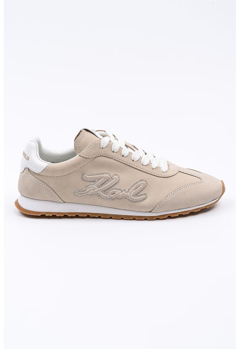 Karl Lagerfeld Pantofi sport din piele nabuc cu logo - Bej