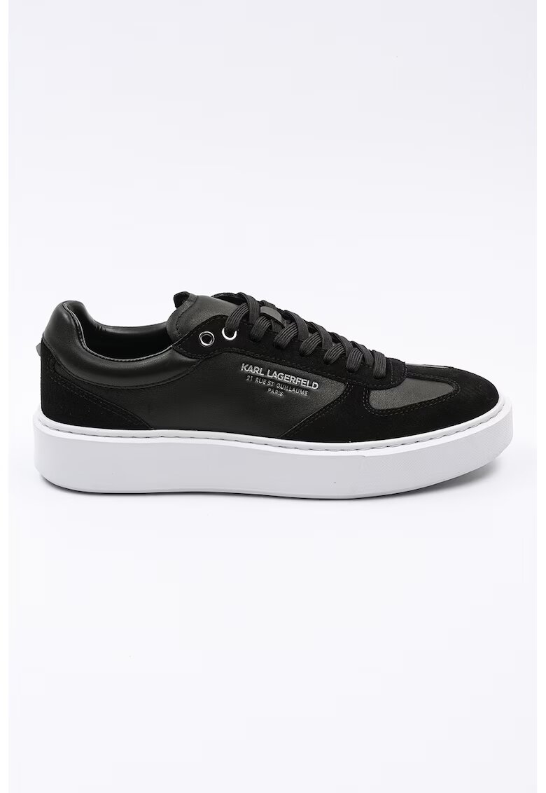 Karl Lagerfeld Pantofi sport din piele si piele intoarsa - Negru