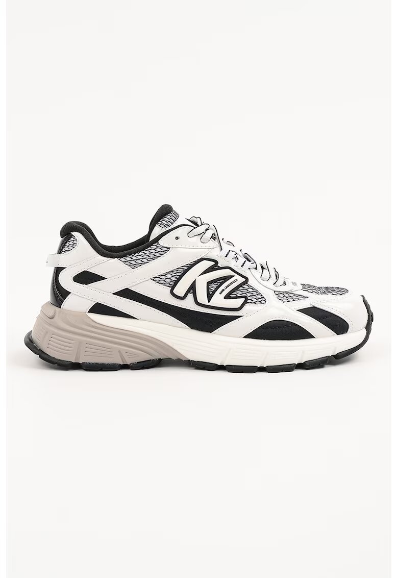 Karl Lagerfeld Pantofi sport din piele si plasa Orion - Alb/Negru