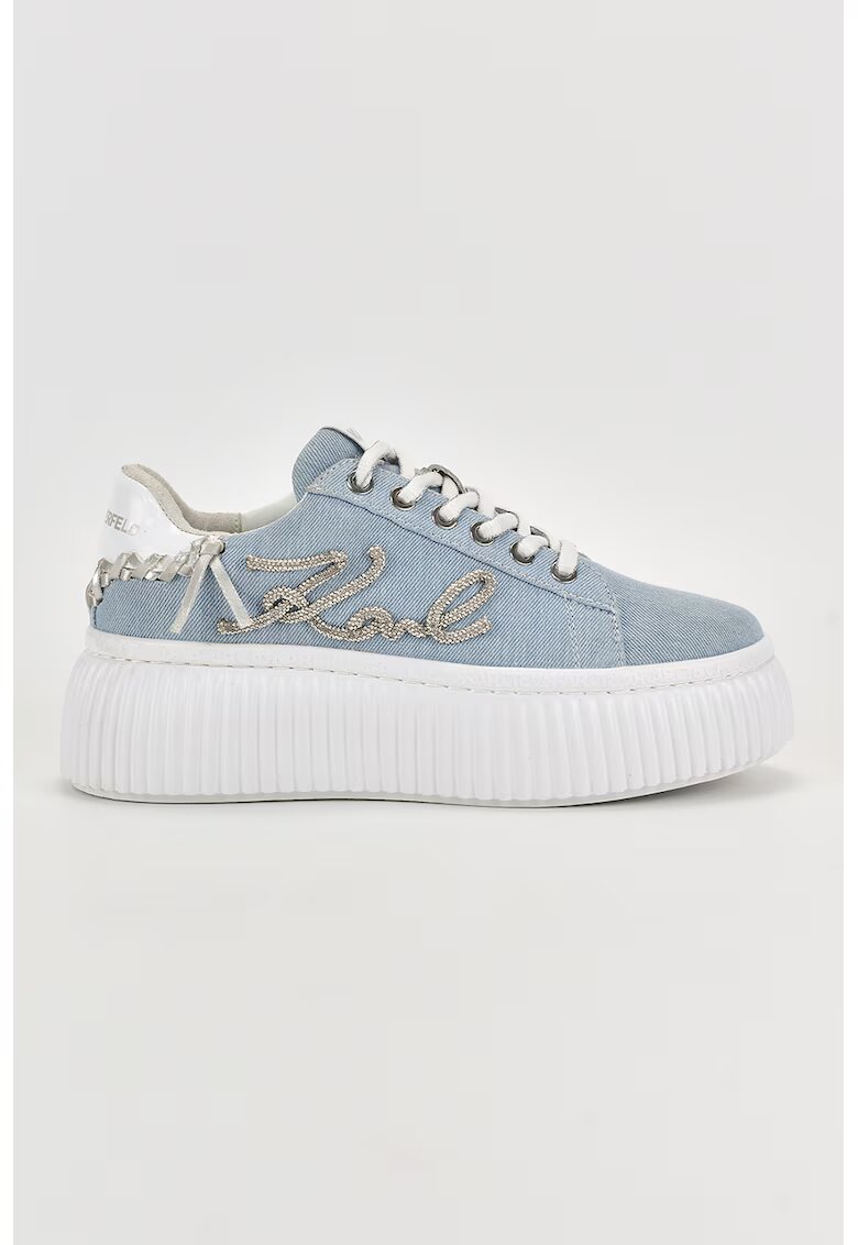 Karl Lagerfeld Pantofi sport flatform din denim - Albastru deschis