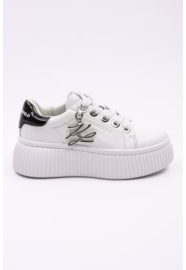 Karl Lagerfeld Pantofi sport flatform din piele cu accesoriu logo - Alb