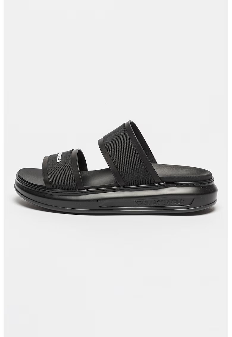 Karl Lagerfeld Papuci cu garnituri de piele - Negru