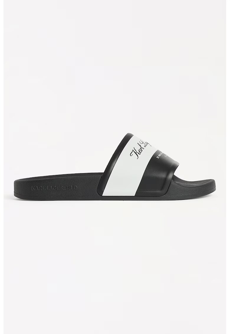 Karl Lagerfeld Papuci cu logo - Alb/Negru