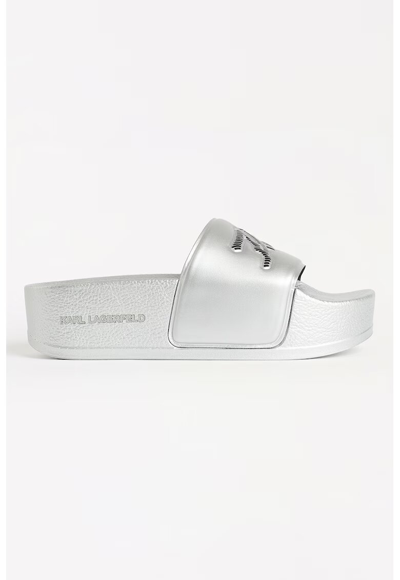 Karl Lagerfeld Papuci cu platforma si logo - Argintiu