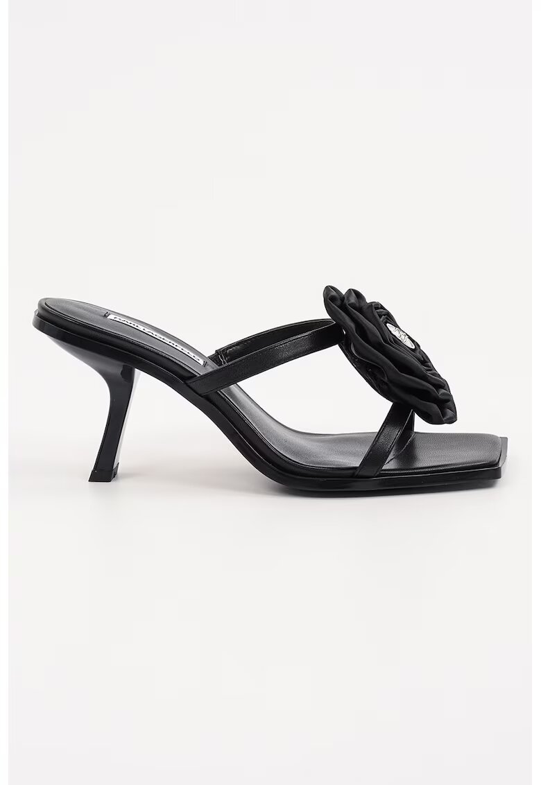 Karl Lagerfeld Papuci cu toc si trandafir decorativ - Negru