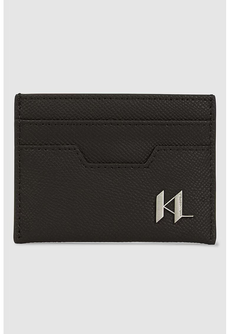 Karl Lagerfeld Portcart din piele - Negru/Argintiu