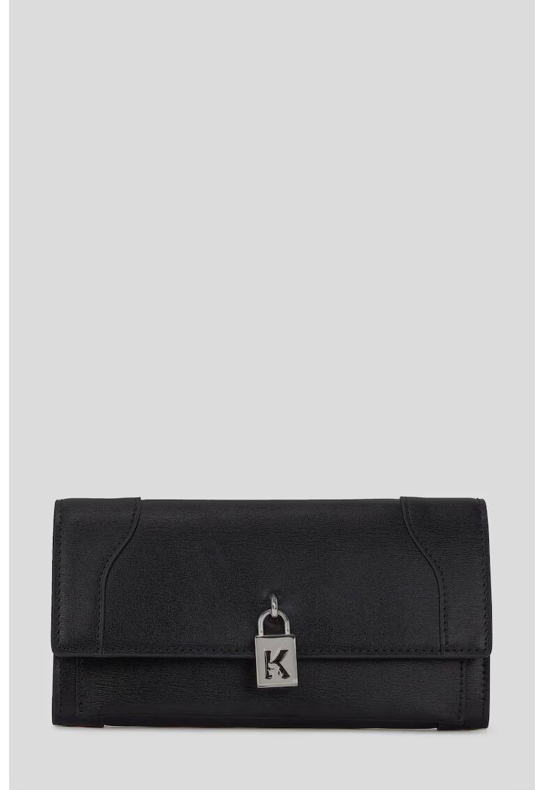 Karl Lagerfeld Portofel Dama mediu K/Locked - Negru - 18.5 x 9 x 2 cm