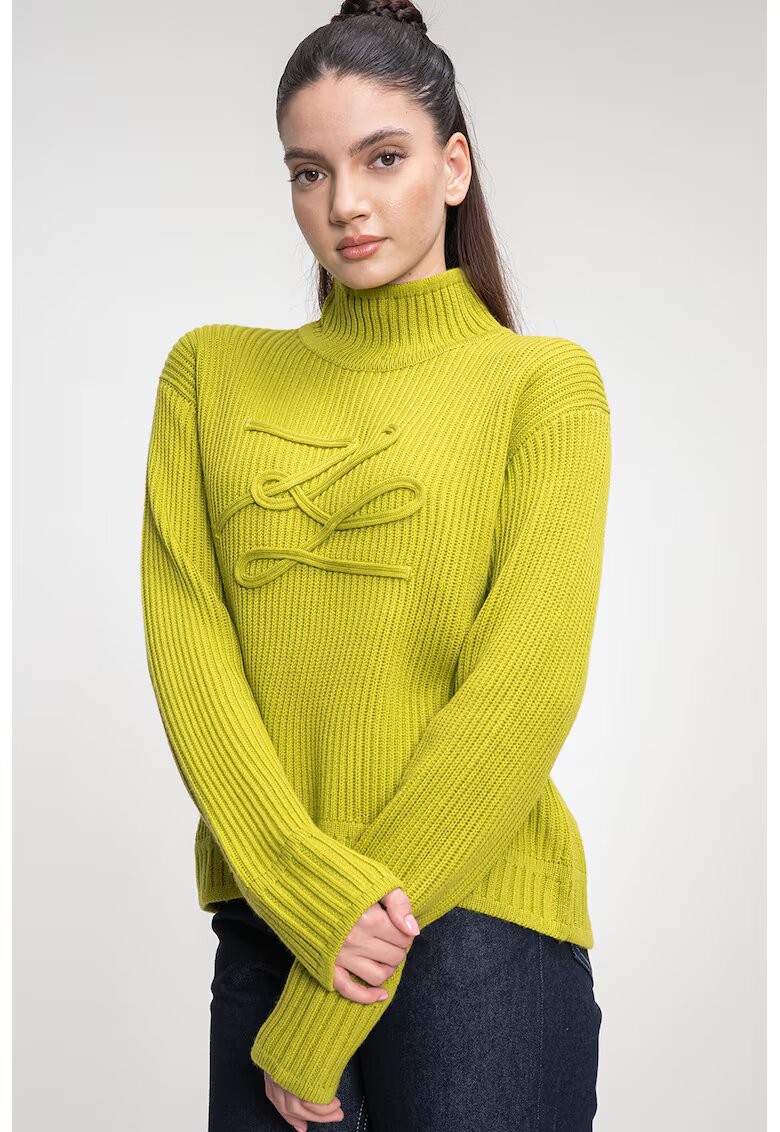 Karl Lagerfeld Pulover din amestec de lana cu monograma - Verde