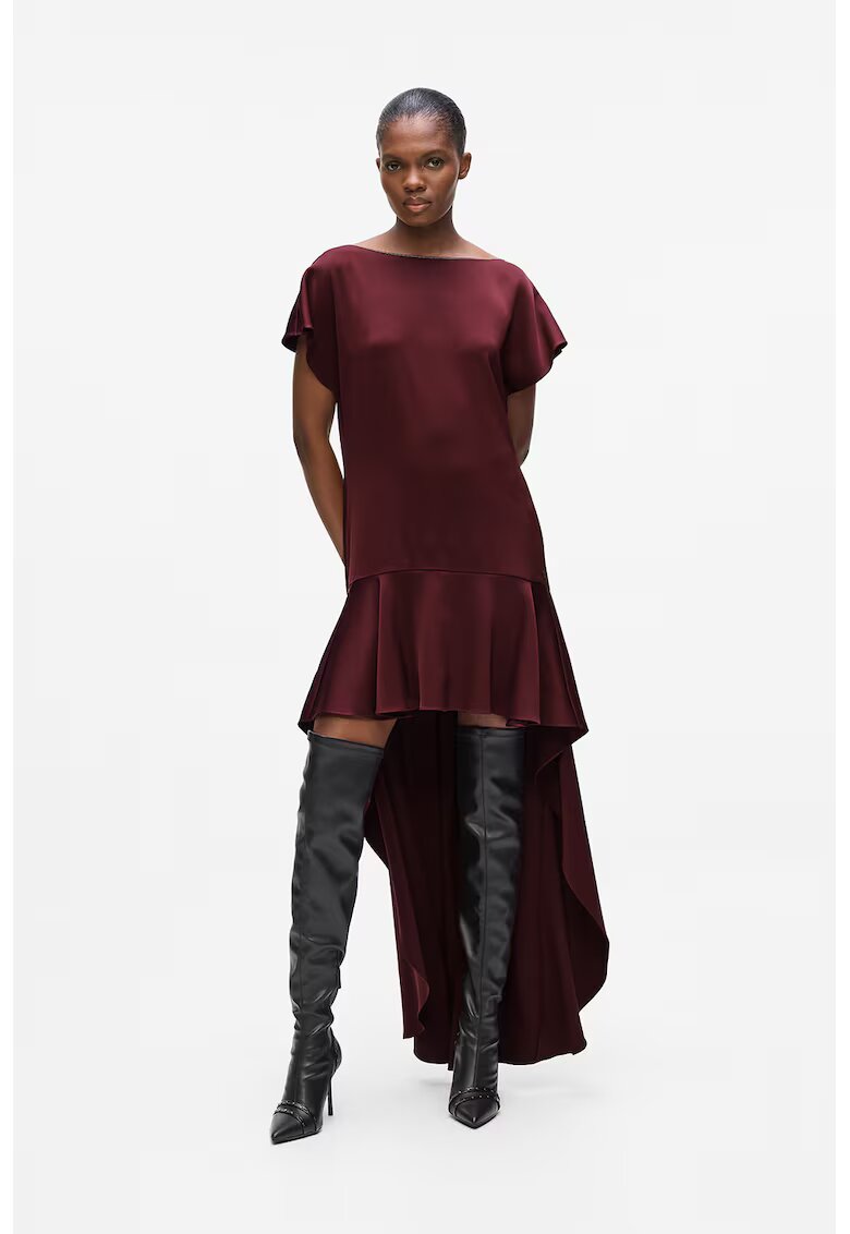 Karl Lagerfeld Rochie asimetrica din satin - Visiniu