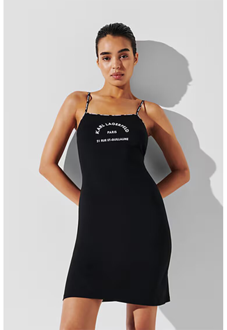 Karl Lagerfeld Rochie de plaja din bumbac organic cu logo - Negru
