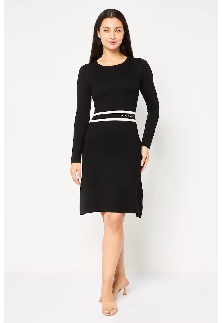 Karl Lagerfeld Rochie in A cu maneca lunga - Negru