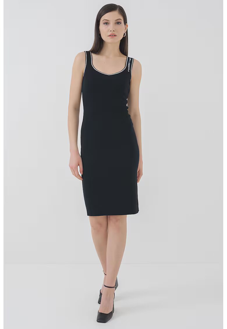 Karl Lagerfeld Rochie midi cambrata - Alb/Negru