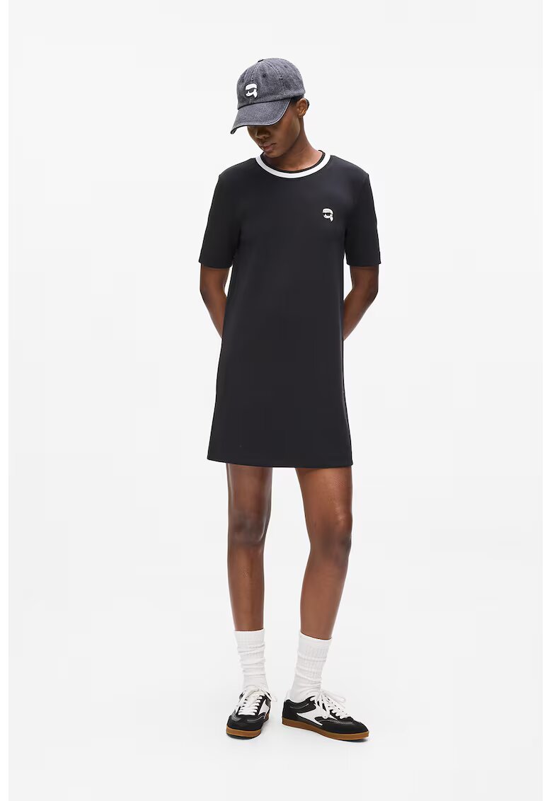 Karl Lagerfeld Rochie mini cu detaliu logo - Alb/Negru