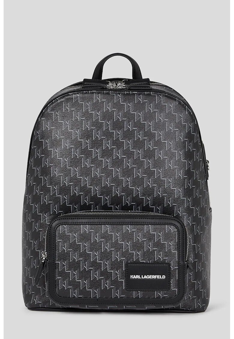 Karl Lagerfeld Rucsac de piele ecologica cu model monograma - Negru/Gri carbune