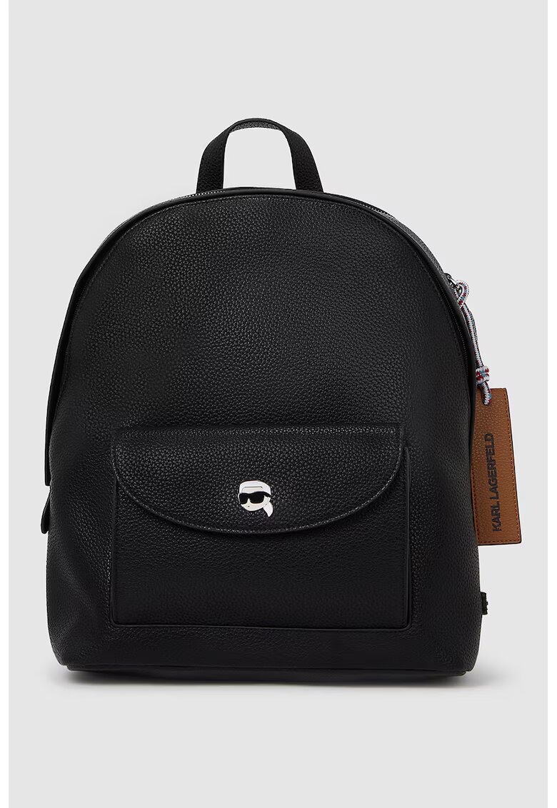 Karl Lagerfeld Rucsac din piele ecologica cu buzunar frontal - Negru