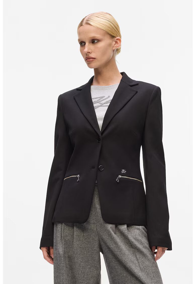 Karl Lagerfeld Sacou cu revere decupate - Negru