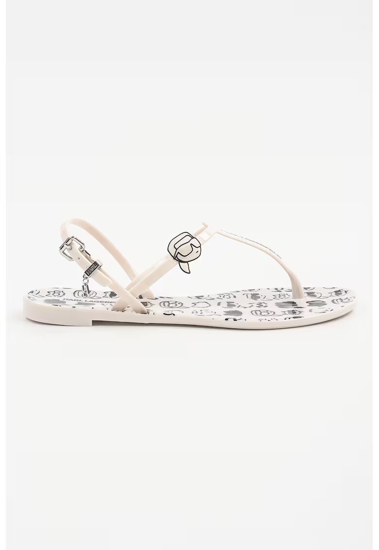 Karl Lagerfeld Sandale cu bareta separatoare si logo - Alb