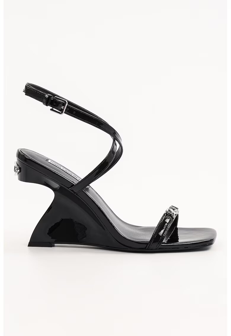Karl Lagerfeld Sandale wedge din piele - Negru
