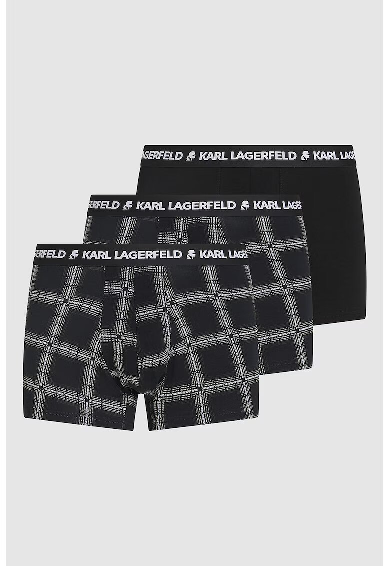 Karl Lagerfeld Set de boxeri cu logo - 3 perechi - Alb/Negru