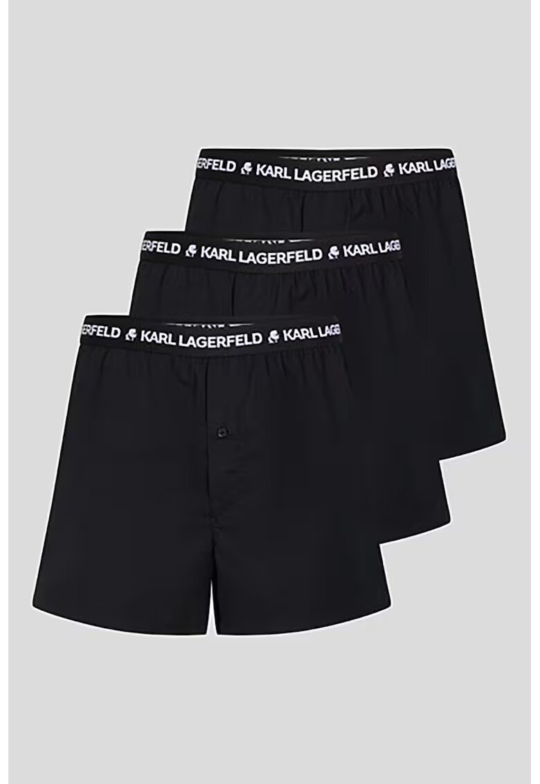 Karl Lagerfeld Set de boxeri cu logo - 3 perechi - Negru