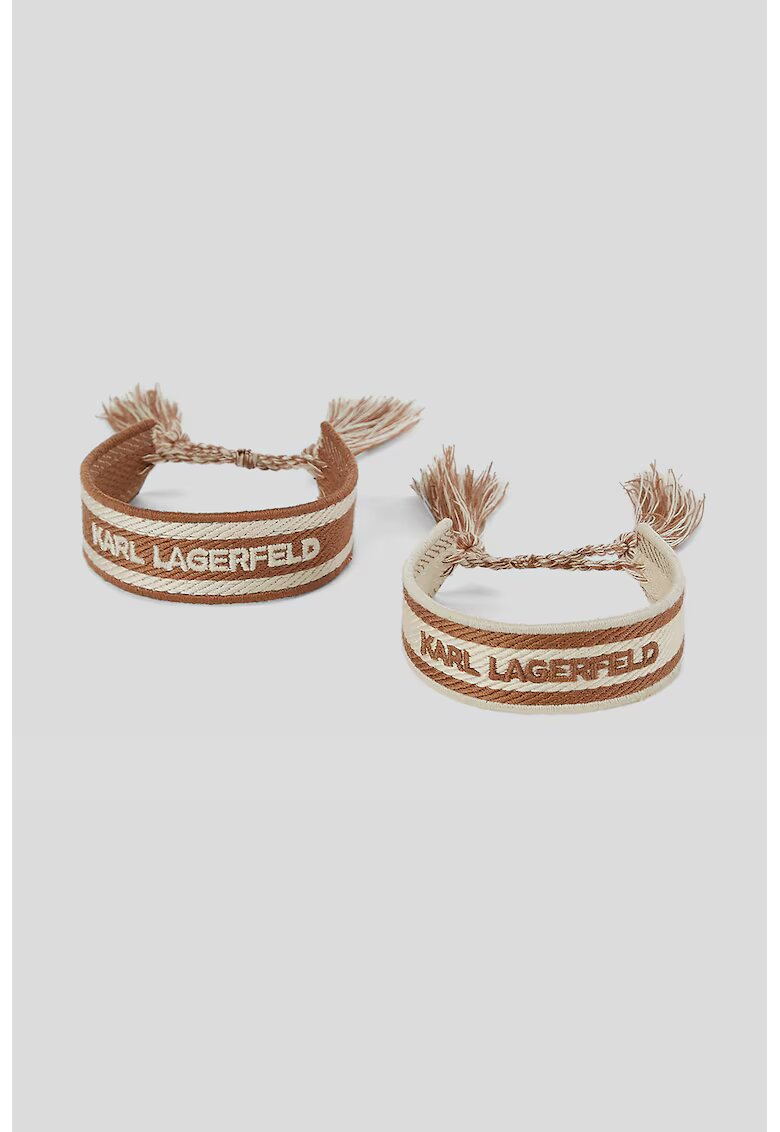 Karl Lagerfeld Set de bratari cu canafi Essential - Caramel/Alb murdar