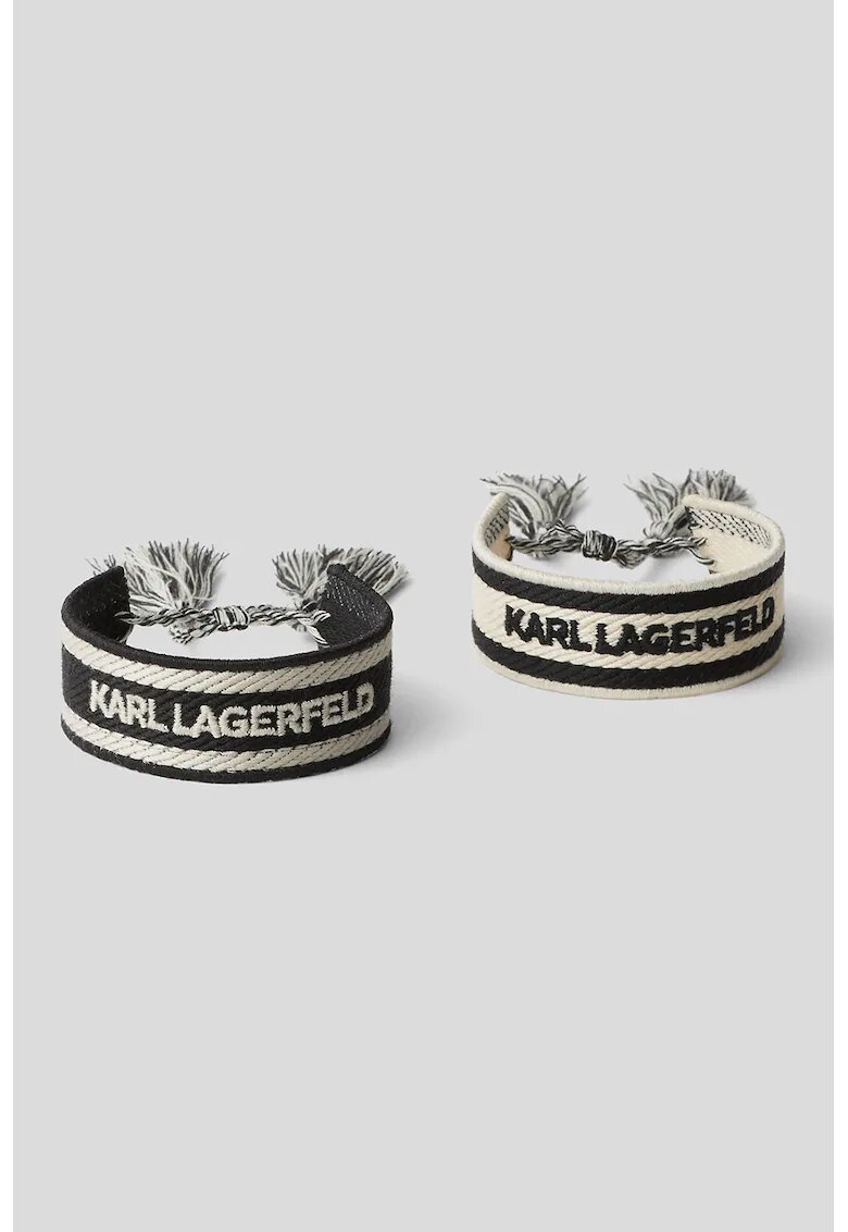 Karl Lagerfeld Set de bratari tesute cu logo - 2 piese - Negru - Crem