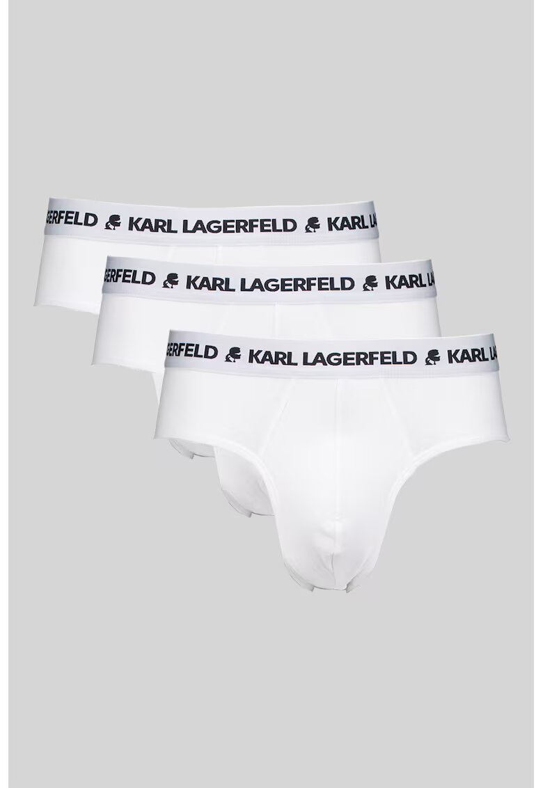 Karl Lagerfeld Set de chiloti din amestec de bumbac - 3 perechi - Alb/Negru
