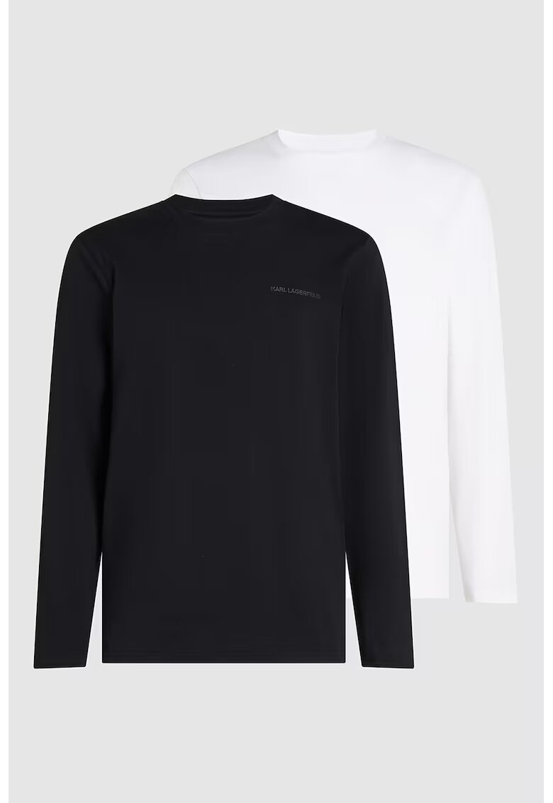 Karl Lagerfeld Set de maiouri din amestec de bumbac organic - 2 piese - Negru/Alb optic