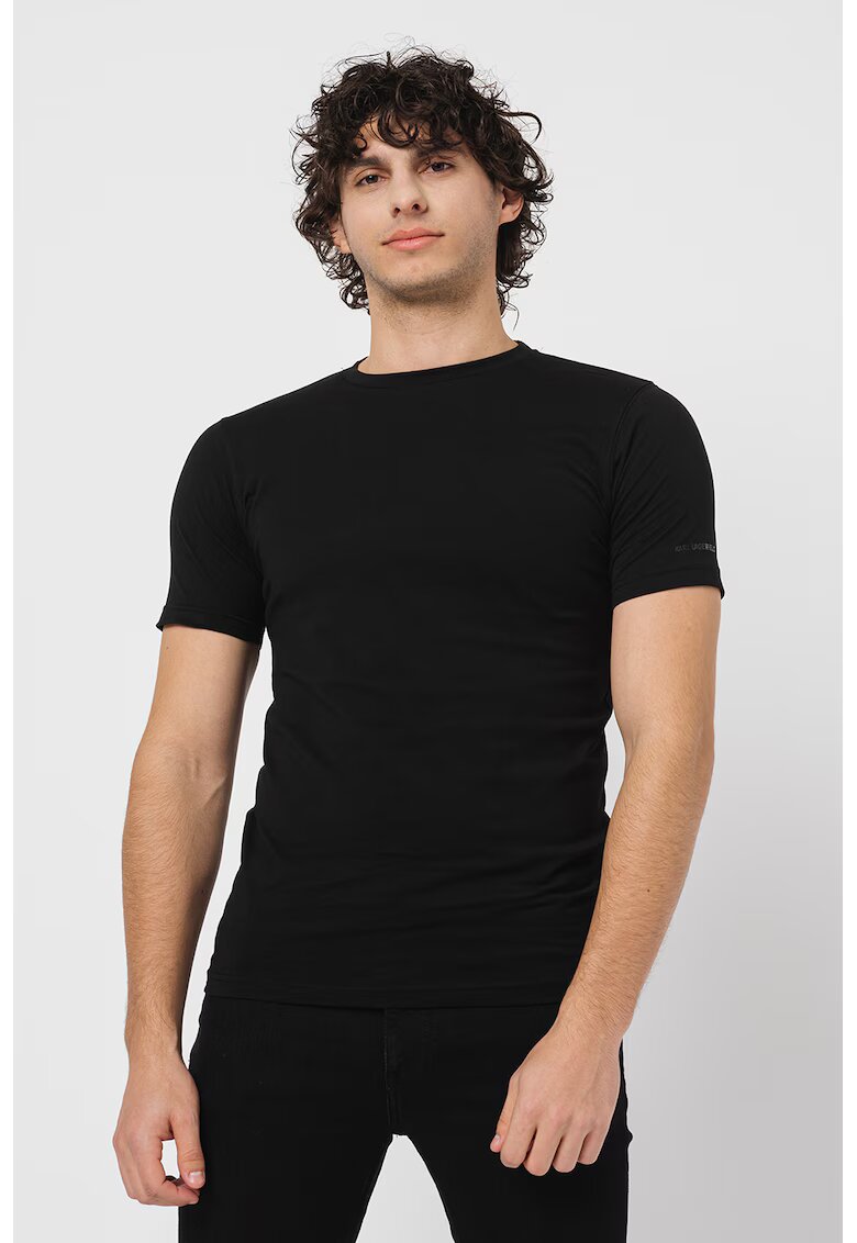 Karl Lagerfeld Set de tricouri cu decolteu la baza gatului - 2 piese - Negru