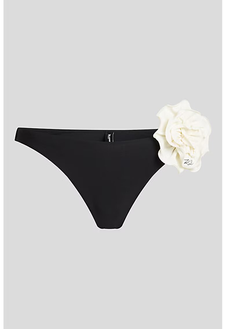 Karl Lagerfeld Slip de baie cu detaliu floral - Alb fildes/Negru