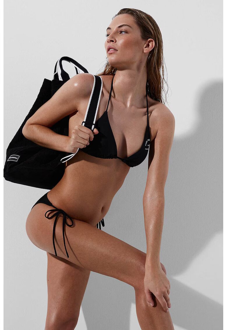 Karl Lagerfeld Sutien halter de baie cu cupe triunghiulare - Negru
